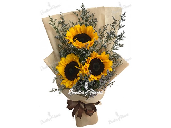 Flower delivery Philippines-3 pcs sunflowers arranged in a bouquet